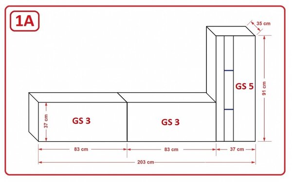 Prince Concept 45 nappali bútor szett magasfényű fehér (203cm)