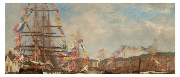 Kép - Eugène Boudin, Festival in the Harbor of Honfleur, reprodukciók (120x50 cm)