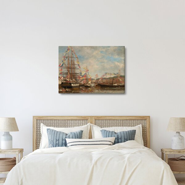 Kép - Eugène Boudin, Festival in the Harbor of Honfleur, reprodukciók (70x50 cm)
