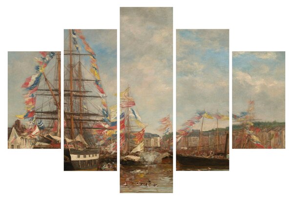 Kép - Eugène Boudin, Festival in the Harbor of Honfleur, reprodukciók (150x105 cm)