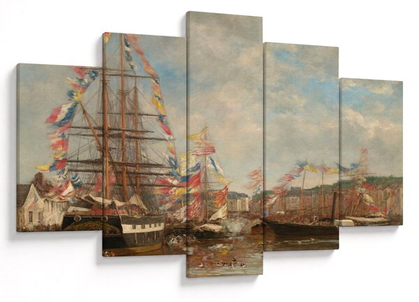 Kép - Eugène Boudin, Festival in the Harbor of Honfleur, reprodukciók (150x105 cm)