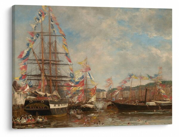 Kép - Eugène Boudin, Festival in the Harbor of Honfleur, reprodukciók (70x50 cm)