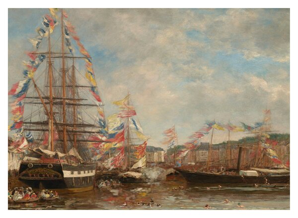 Kép - Eugène Boudin, Festival in the Harbor of Honfleur, reprodukciók (70x50 cm)