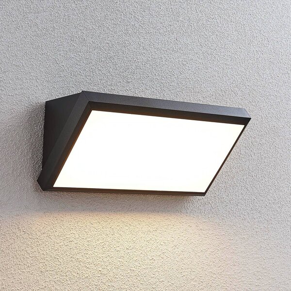 Lindby LED kültéri fali lámpa Abby, szürke, műanyag, IP65, Fekete, Műanyag, Modern