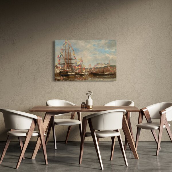 Kép - Eugène Boudin, Festival in the Harbor of Honfleur, reprodukciók (90x60 cm)