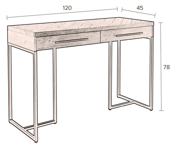 Sötét natúr színű konzolasztal akácfa dekorral 45x120 cm Class – Dutchbone