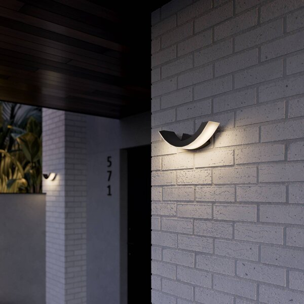 Lucande LED kültéri fali lámpa Fél, 30 cm, antracit, IP54, Fekete, Alumínium, Modern