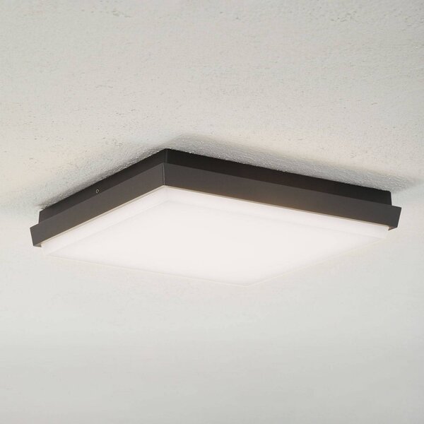 Lucande LED kültéri mennyezeti lámpa Amra, 30 cm, szögletes, antracit, Fekete, Műanyag, Modern