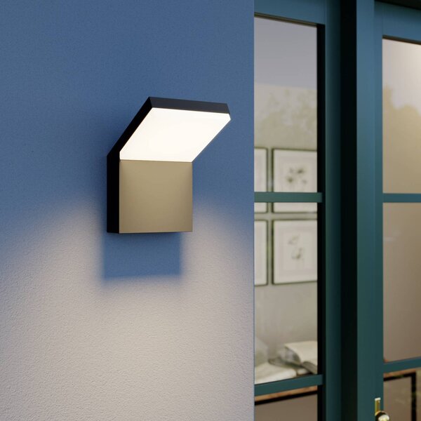 Arcchio LED kültéri fali lámpa Yolena, antracit, alumínium, 21cm, Fekete, Alumínium, Modern