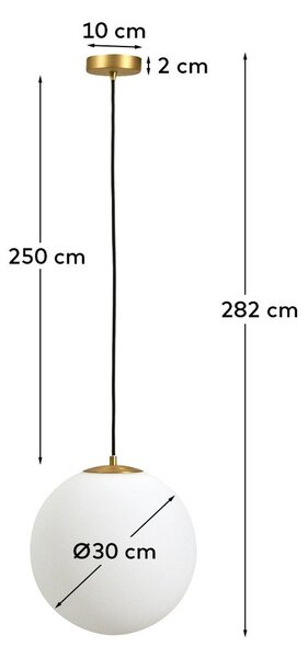 Fehér-aranyszínű fém függőlámpa üveg búrával ø 30 cm Brisia – Kave Home