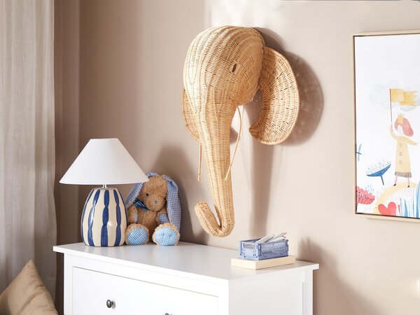 Fali Dekoráció Elefánt GRUNEY 83 cm Rattan Természetes