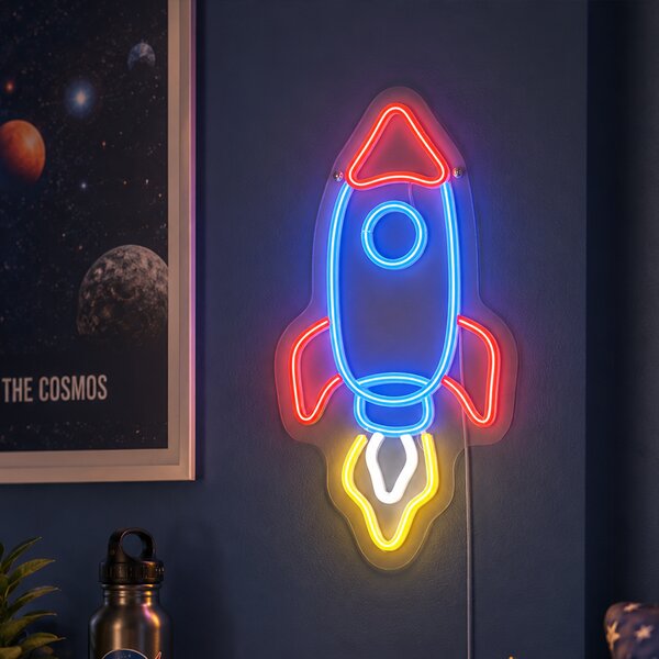 Neon fali lámpa, többszínű, LED-del - Rocket