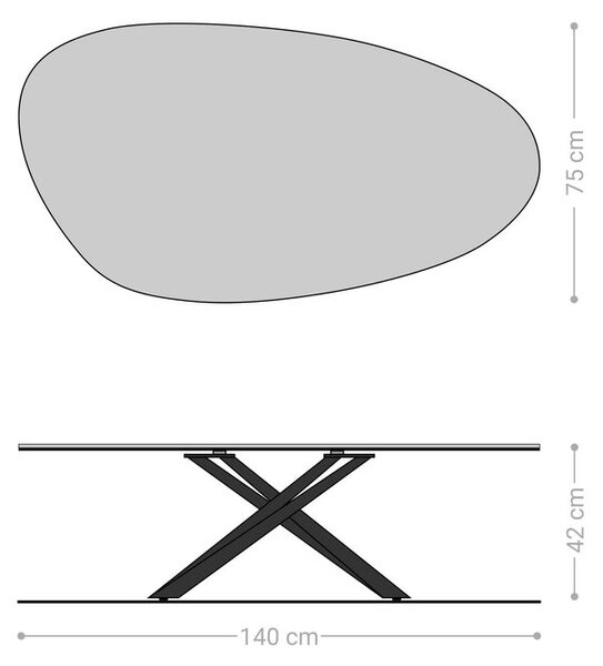 DELIFE Dohányzóasztal Edge ovális 140x75 cm kerámia Minas Melange Sarity fém titán színű effektfinish