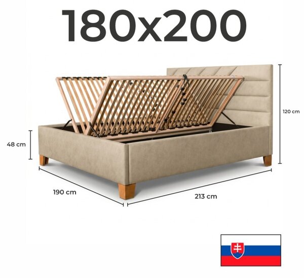 BOMAL kárpitozott ágy + léces ágykeret + EMI matrac