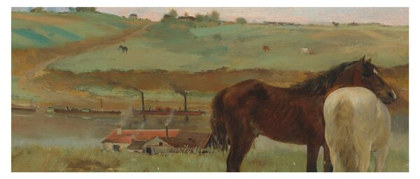 Kép - Edgar Degas, Horses in a Meadow, reprodukciók (120x50 cm)