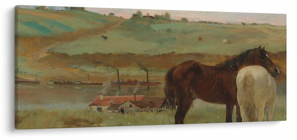 Kép - Edgar Degas, Horses in a Meadow, reprodukciók (120x50 cm)