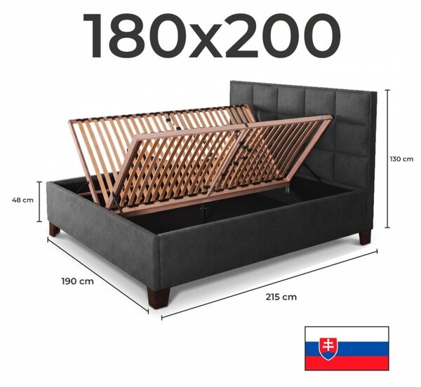 MONRA kárpitozott ágy + lécváz + EMI matrac