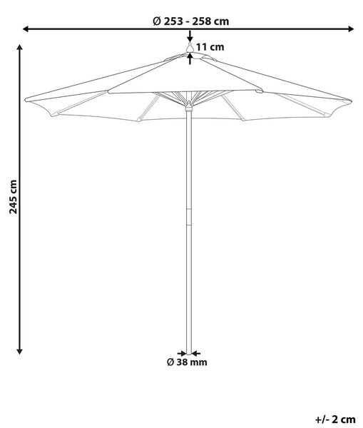 Napernyő 260 cm FERENTILLO Fekete/fehér