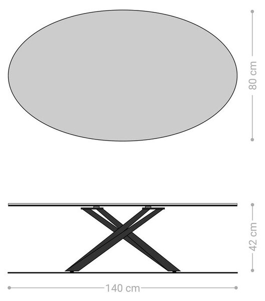 DELIFE Dohányzóasztal Edge ovális 140x80 cm kerámia Minas Melange Sarity fém titán színű effektfinish