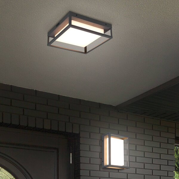 Trio Lighting LED kültéri mennyezeti lámpa Witham IP54, CCT, antracit, Fekete, fém, Modern