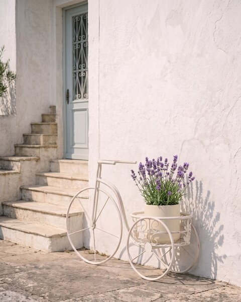 Virágállvány HAREBELL 52 cm Törtfehér Fém