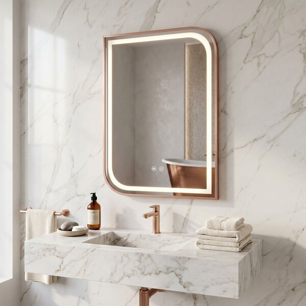 LED Tükör ZONE 80x60 BRUSH ROSE GOLD