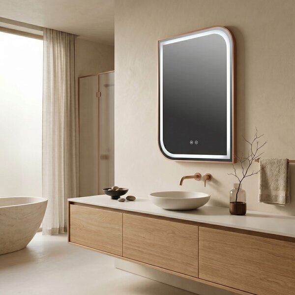 LED Tükör ZONE 80x60 BRUSH ROSE GOLD