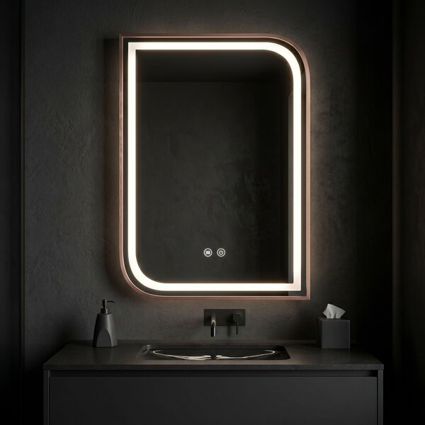 LED Tükör ZONE 80x60 BRUSH ROSE GOLD