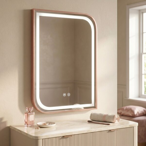 LED Tükör ZONE 80x60 BRUSH ROSE GOLD