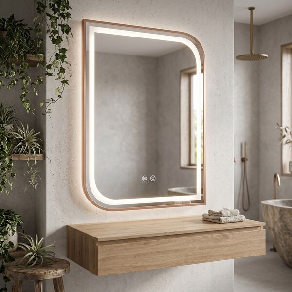 LED Tükör ZONE 80x60 BRUSH ROSE GOLD