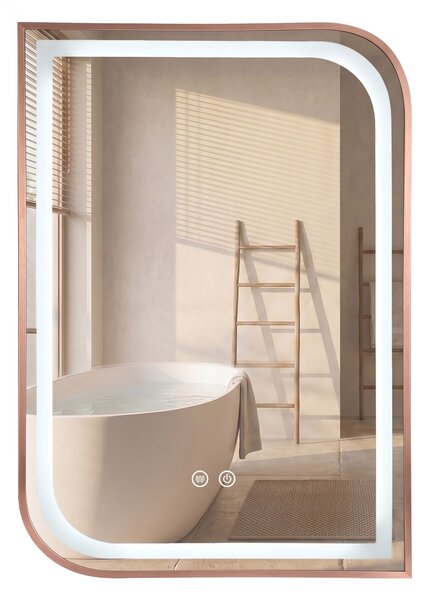 LED Tükör ZONE 80x60 BRUSH ROSE GOLD
