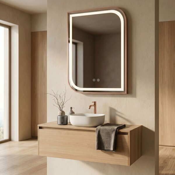 LED Tükör ZONE 80x60 BRUSH ROSE GOLD