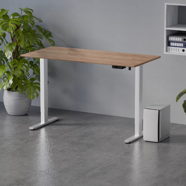 Elektromosan állítható magasságú íróasztal 138x67cm Craft tölgy / fehér | LVN System Control Flex+