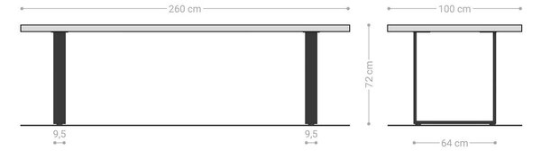 DELIFE Étkezőasztal Edge 260x100x2,5-3 tölgy természetes fém keskeny fekete Live-Edge