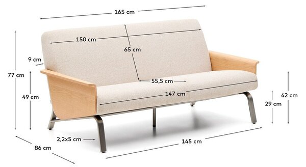 Bézs zsenília kanapé 165 cm Amsen – Kave Home