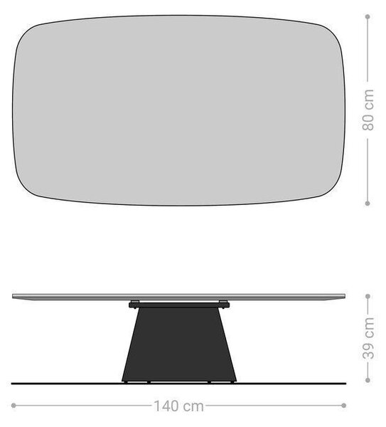 DELIFE Dohányzóasztal Edge hajóformájú 140x80 cm kerámia ónix pezsgő Borna titán effektfinish