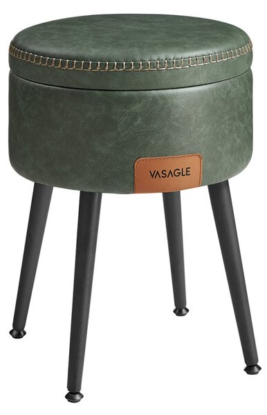 VASAGLE EKHO tároló ülőke fésülködőasztalhoz PU erdőzöld mid-century modern