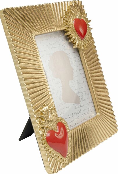 KARE Design Flaming Heart Due Arany Képkeret Piros Szívekkel 10x15 cm