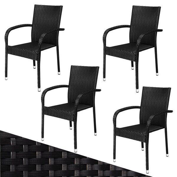Deuba Comfort rattan székek 4 darabos - fekete