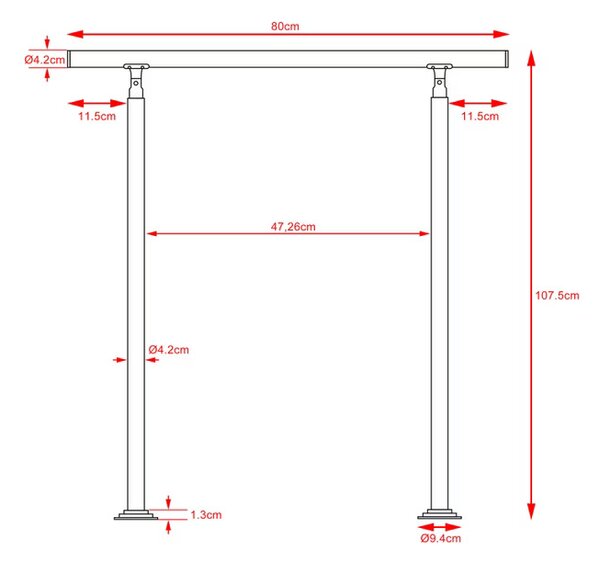Deuba Lépcsőkorlát - 80 cm
