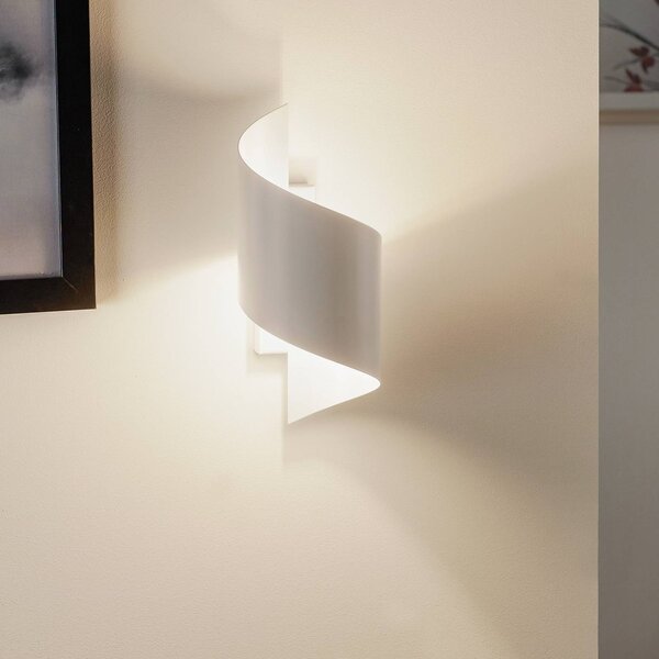 EMIBIG LIGHTING Spiner fali lámpa, fehér, magasság 30 cm, acél, dimmelhető, Fehér / opál, Nappali / Étkező, fém, Modern
