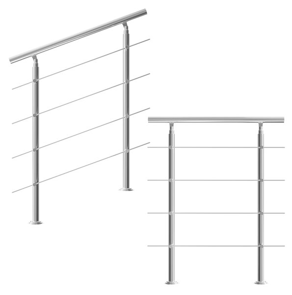 Deuba Lépcsőkorlát 4 merevítővel - 100 cm