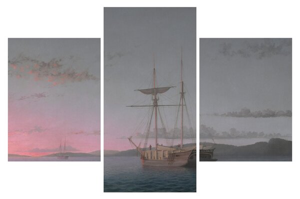 Kép - Fitz Henry Lane, Lumber Schooners at Evening on Penobscot Bay, reprodukciók (90x60 cm)