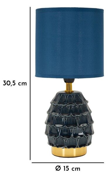 Kék kerámia asztali lámpa textil búrával (magasság 30,5 cm) Pigny – Mauro Ferretti