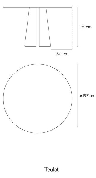 Kerek étkezőasztal kőrisfa dekorral ø 157 cm Cep – Teulat