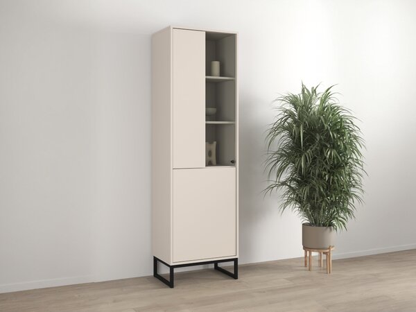 Könyvespolc Maravio 100, Ajtókkal, Zárt, Laminált forgácslap, Üveg, 180x53x37cm, Kasmír