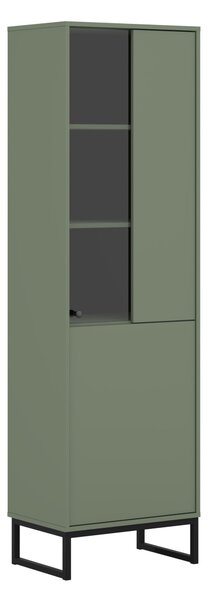 Könyvespolc Maravio 100, Ajtókkal, Zárt, Üveg, Laminált forgácslap, 180x53x37cm, Zöld