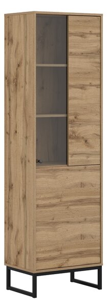 Könyvespolc Maravio 100, Ajtókkal, Zárt, Üveg, Laminált forgácslap, 180x53x37cm, Wotan tölgy