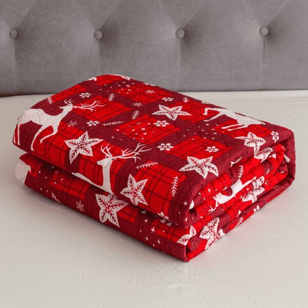 Ágytakaró VELVET CHRISTMAS piros Méret: 170 x 210 cm