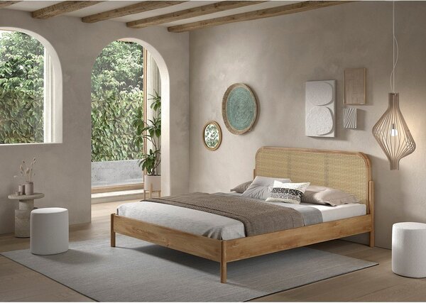 Natúr színű tölgyfa franciaágy ágyrács nélkül 180x200 cm Olive Rotan – Vipack